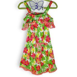 Vibrant Tropical Print Romper l Jumper l 3T Summer One Piece